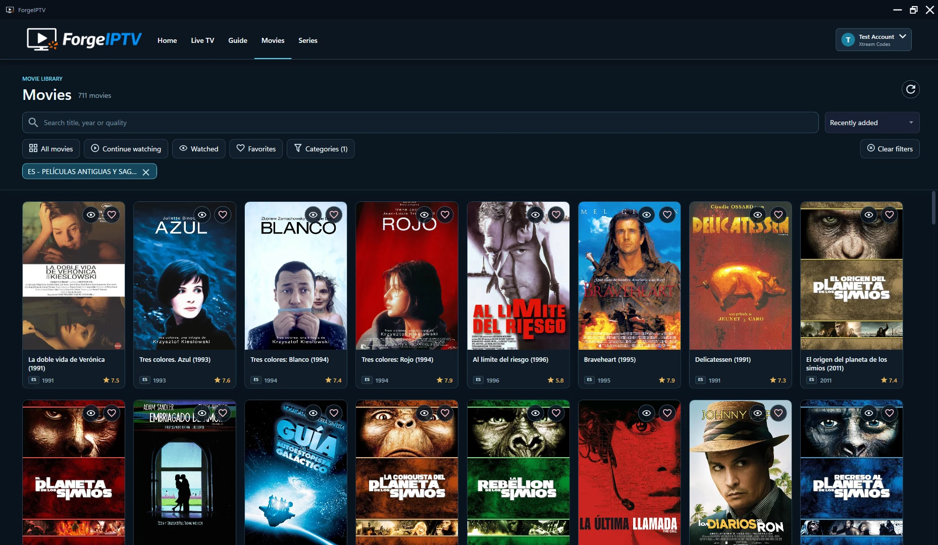 ForgeIPTV movie library